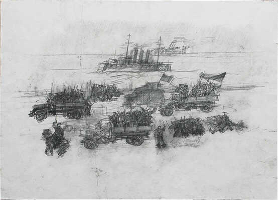 Курдов Валентин Иванович. Эскиз к плакату «Песни революции. Аврора» 